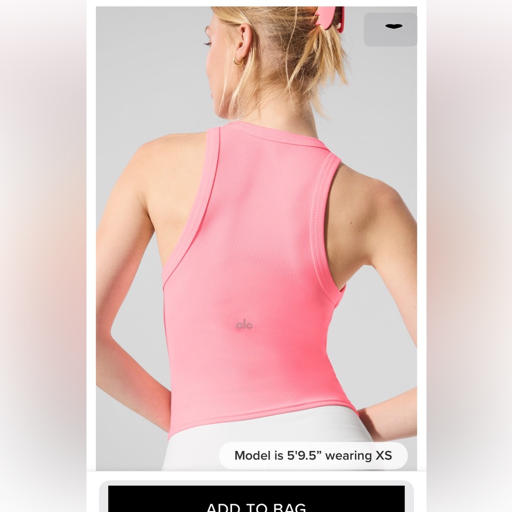 NWOT Alo Goddess ribbed Go to tank in neon bubblegum